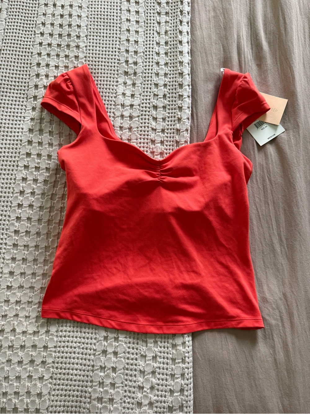 NEW Blogilates Orange Sweetheart-Neck Crop Top Size M